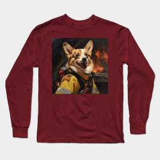 Firefighter Corgi Long Sleeve T-Shirt